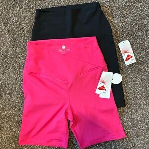 Yogalicious Lux Crossover V-Waist 7” Biker Shorts Bundle Pink & Black Women’s  S